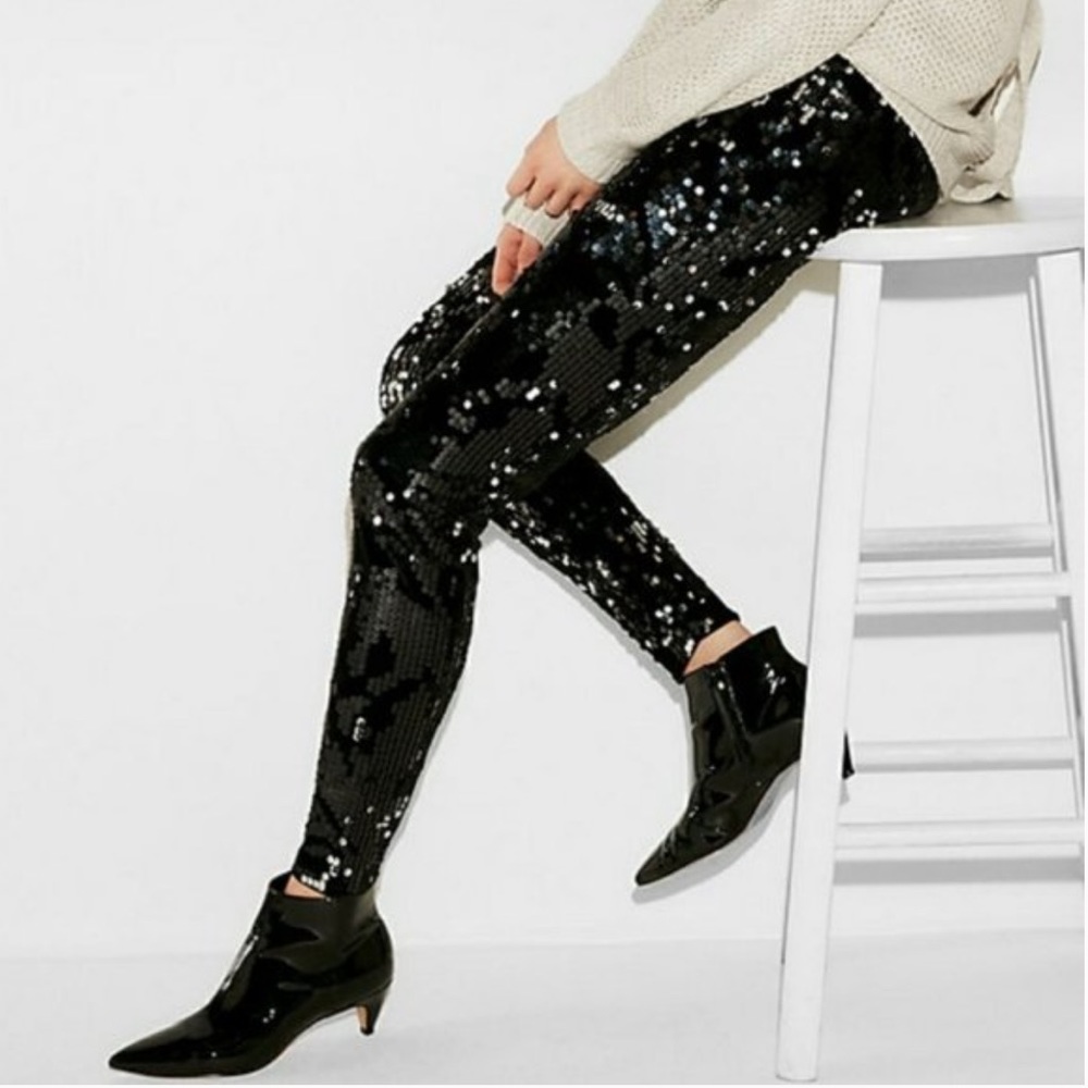 Midrise Express velvet sequin leggings